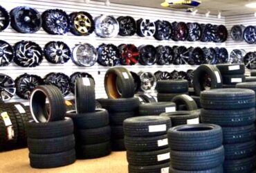 store display of tires and wheels