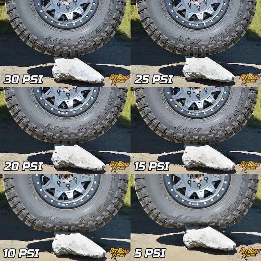 tire pressure over rocks examples